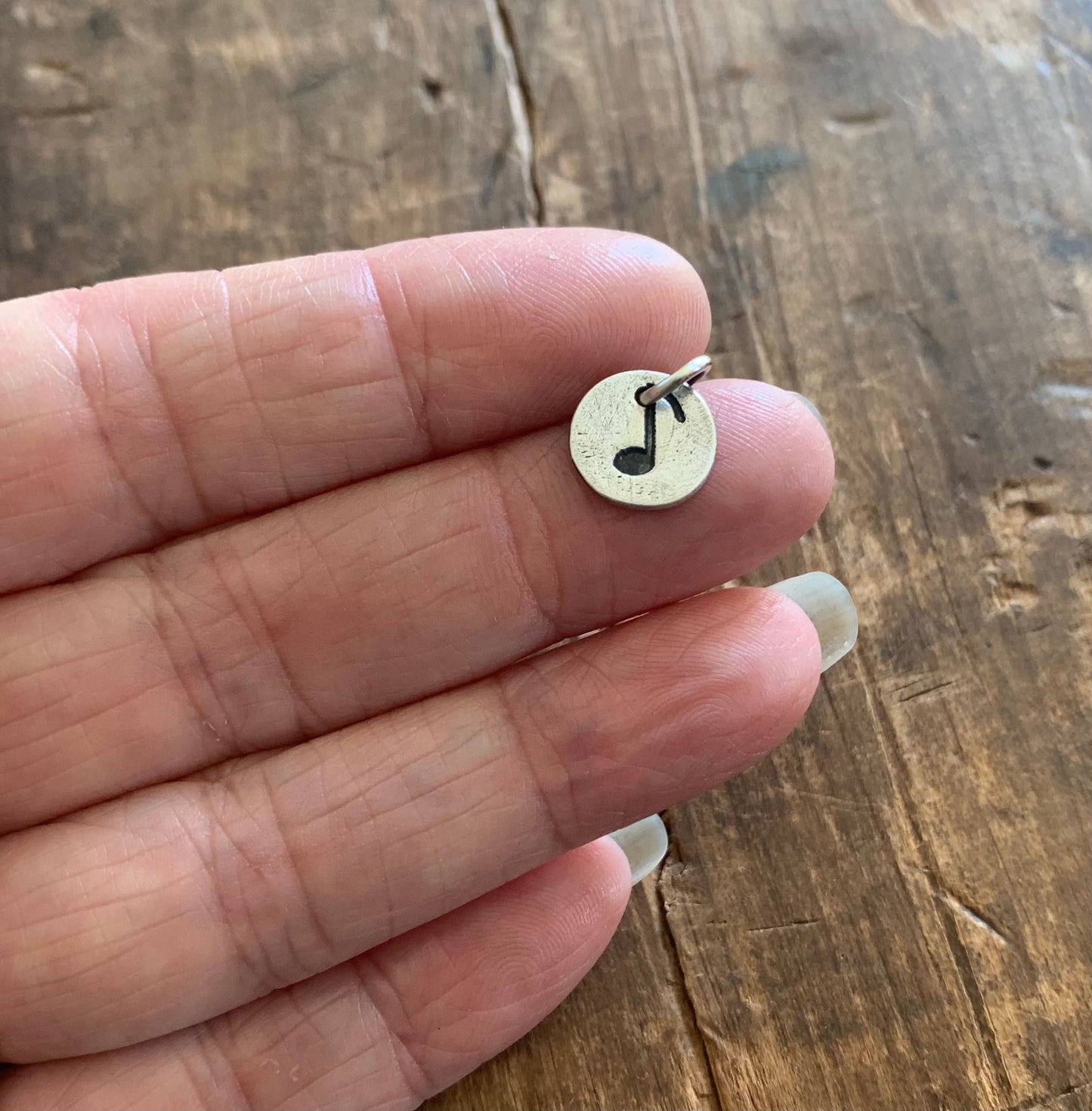 Music Note Pendant- Handmade. Oxidized Fine Silver. Design Your Own Series