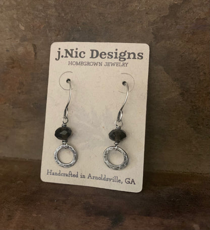 Kaleidoscope Earrings - STUDIO CLEAN OUT - Smoky Quartz, Oxidized/Polished Sterling Silver