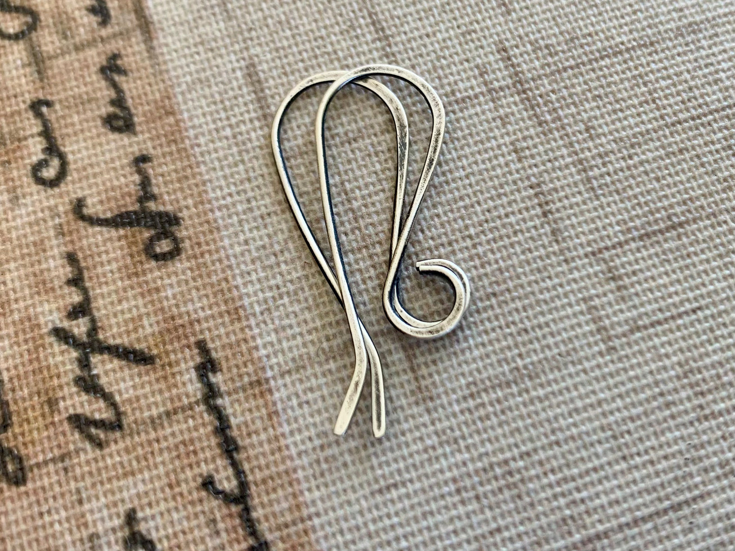 Large Loop Solitaire Sterling Silver Earwires - Handmade. Handforged. Oxidized & Polished