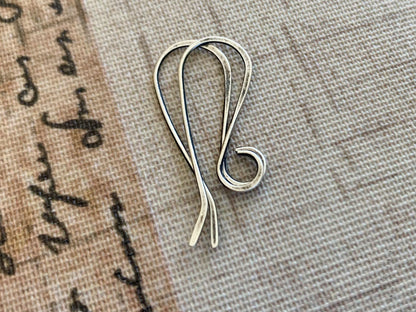 Large Loop Solitaire Sterling Silver Earwires - Handmade. Handforged. Oxidized & Polished