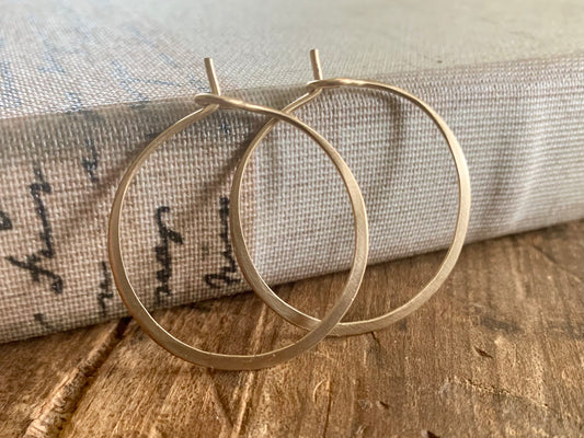 Satin Hoops - Handmade. Handforged. Matte 14k goldfill hoops. Choice of 6 sizes