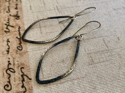 Ombre Tupelo - Handmade. Oxidized, textured sterling silver Earrings