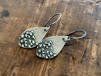 NEW Queen Ann's Lace Earrings - Handmade. Oxidized fine and sterling silver dangle earrings. Choice of 2 sizes.