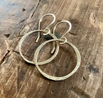 Mangly Lagom Earrings - Handmade. 14 kt YELLOW Goldfill dangle earrings. Choice of 3 sizes & 2 finishes.