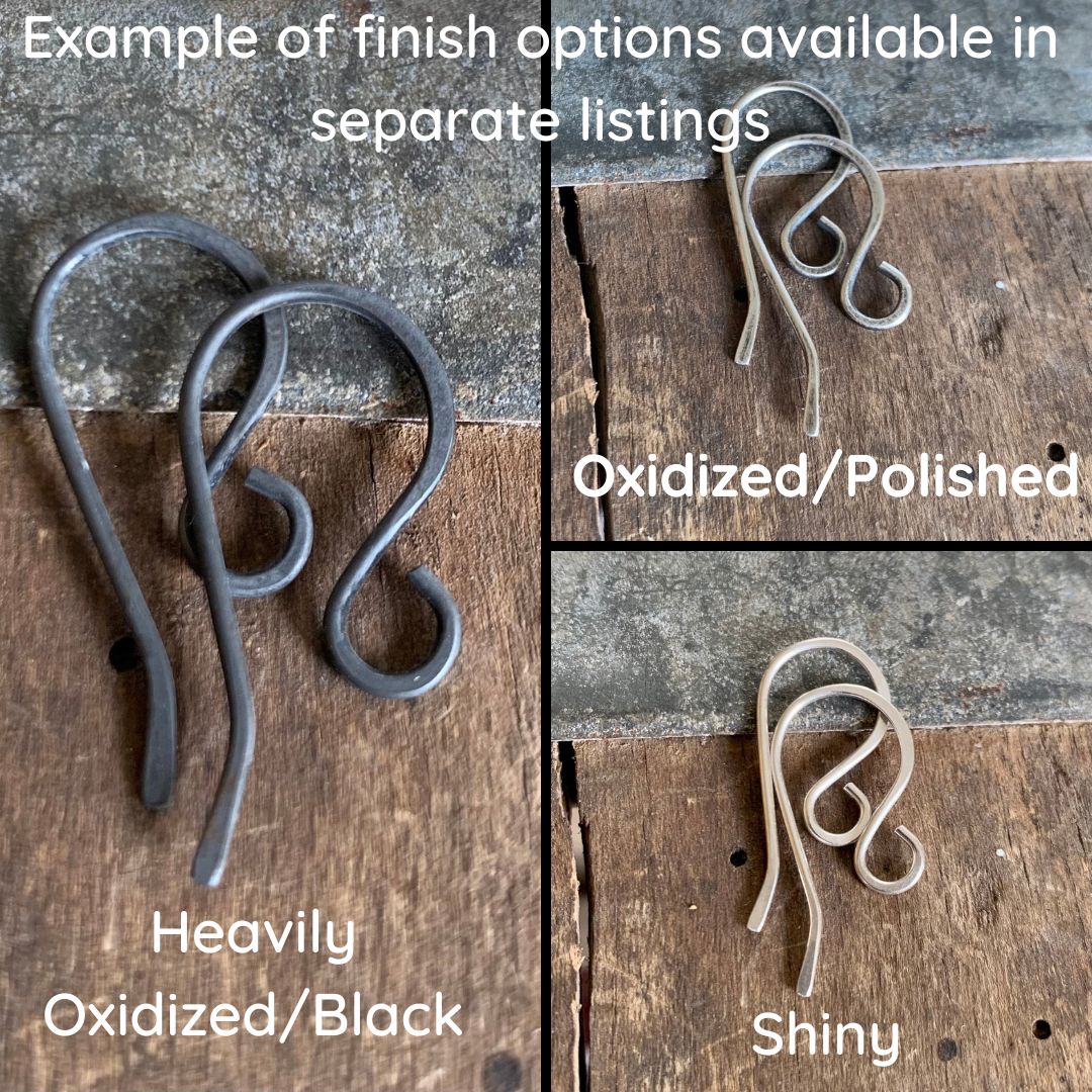 HEAVY 18 Gauge Dandy Sterling Silver Earwires - Handmade. Hand forged. Heavily Oxidized Finish