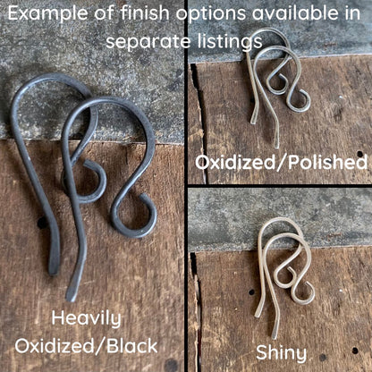 HEAVY 18 Gauge Dandy Sterling Silver Earwires - Handmade. Hand forged. Heavily Oxidized Finish