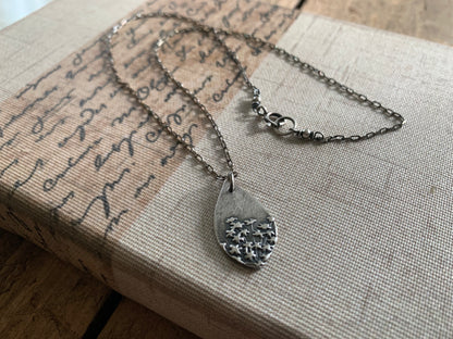 Queen Ann's Lace Necklace - Handmade. Oxidized Fine and Sterling Silver Botanical Pendant Necklace