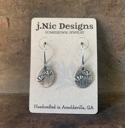 Farmer's Daughter Collection Earrings - Field. Handmade. Oxidized fine and sterling silver dangle earrings