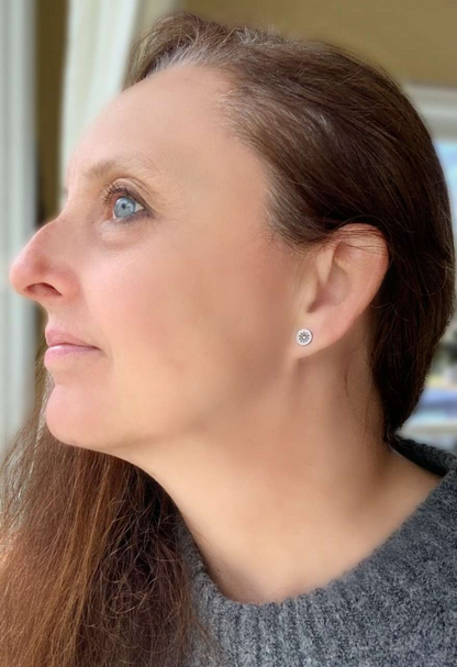 Lil" Sunshine Post Earrings - Handmade. Oxidized Fine Silver Stud Earrings