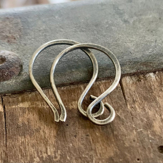 HEAVY 18 gauge Large Twinkle Sterling Silver Earwires - Handmade. Handforged. Oxidized/ polished