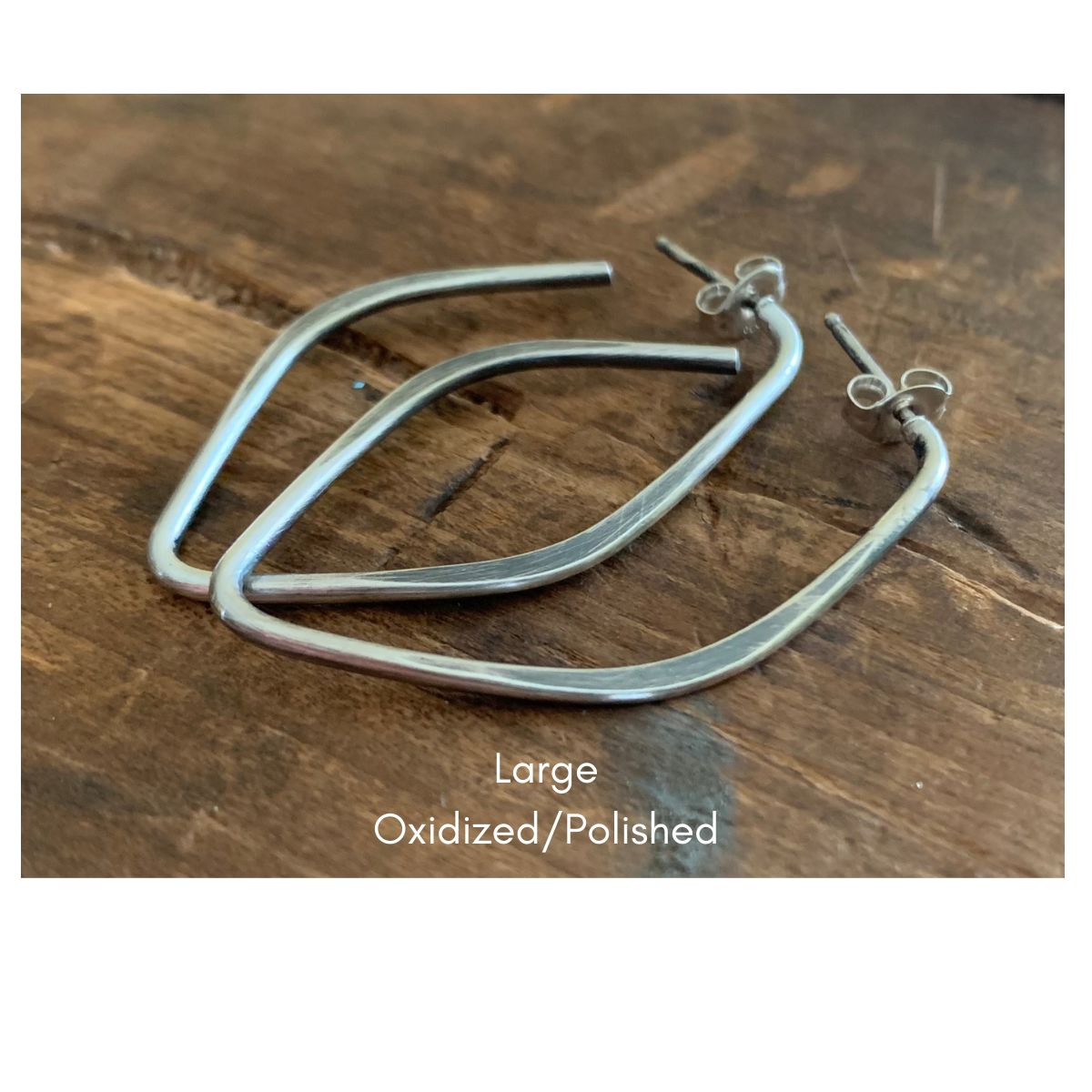 Lotus Hoops - Thick Gauge Sterling Silver Post Hoops. Handmade. Hammered. Light Weight Hoops