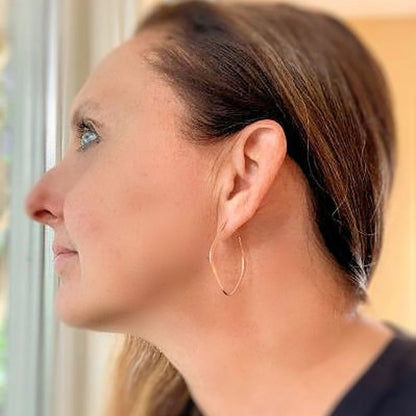 Lotus Hoops - Thick Gauge Copper & Sterling Silver Post Hoops. Handmade. Hammered. Light Weight Hoops