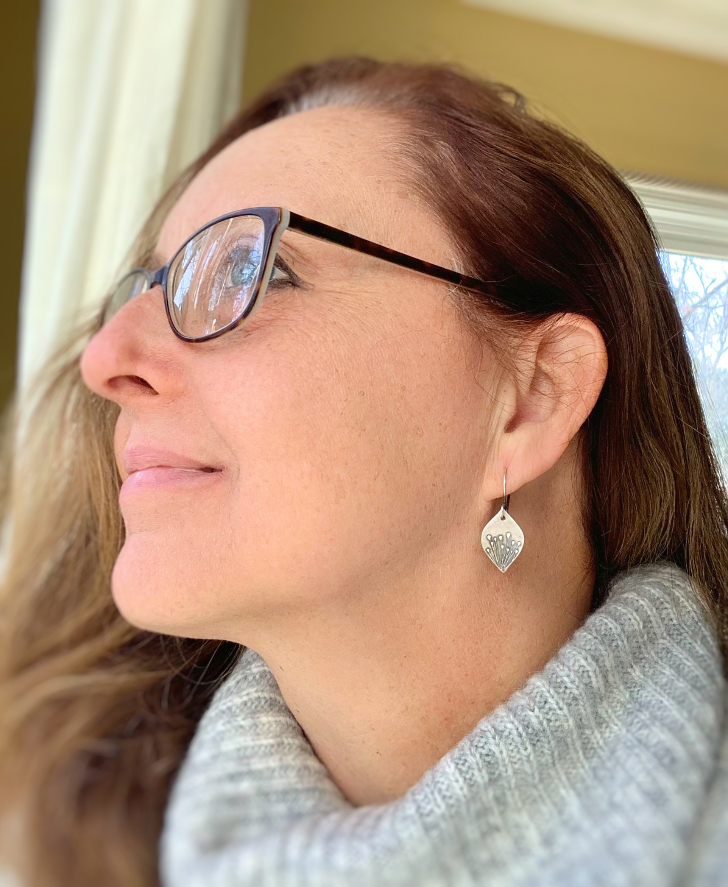 NEW Nelipot Earrings - Handmade. Oxidized fine and sterling silver dangle earrings