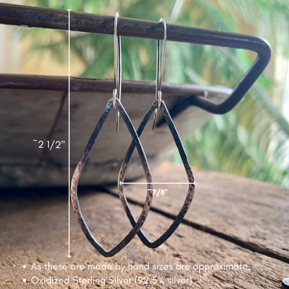Ombre Tupelo - Handmade. Oxidized, textured sterling silver Earrings
