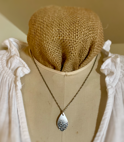 Queen Ann's Lace Necklace - Handmade. Oxidized Fine and Sterling Silver Botanical Pendant Necklace