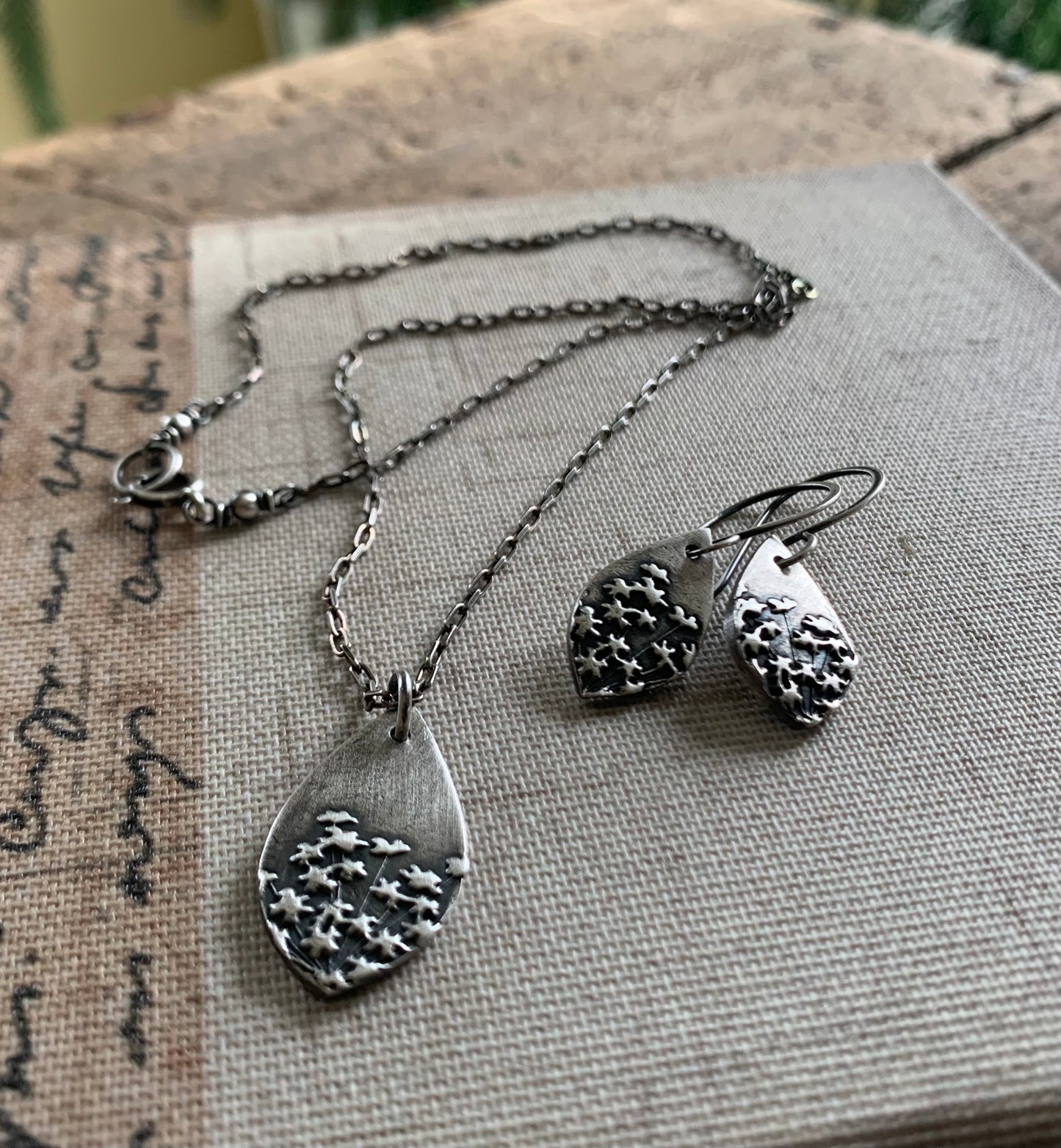 NEW Queen Ann's Lace Earrings - Handmade. Oxidized fine and sterling silver dangle earrings. Choice of 2 sizes.