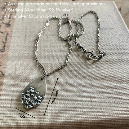 Queen Ann's Lace Necklace - Handmade. Oxidized Fine and Sterling Silver Botanical Pendant Necklace