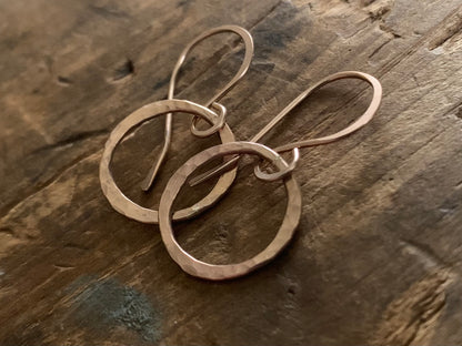 Mangly Lagom Earrings - Handmade. 14kt ROSE Goldfill dangle earrings. Choice of 3 sizes & 2 finishes.