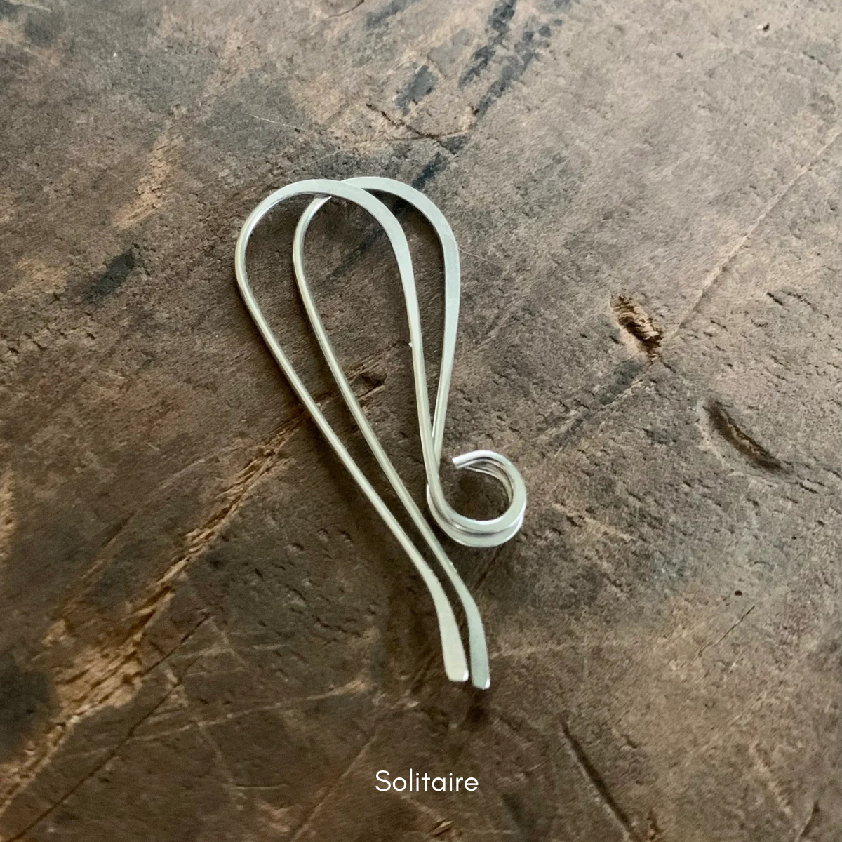 Solitaire Sterling Silver Earwires - Handmade. Handforged