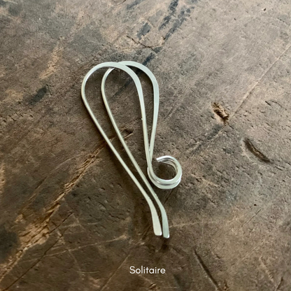 Solitaire Sterling Silver Earwires - Handmade. Handforged