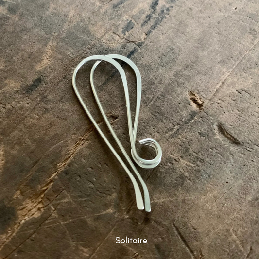 Solitaire Sterling Silver Earwires - Handmade. Handforged