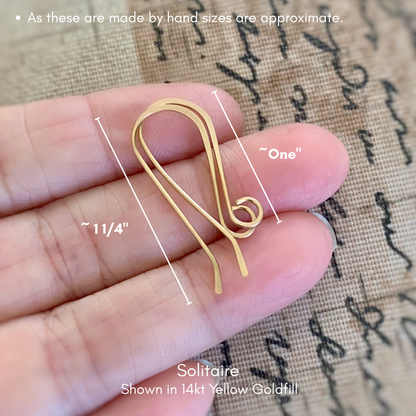 8 Pair Variety Pack 14kt Goldfill Earwires - Yellow or Rose Goldfill. Handmade. Handforged