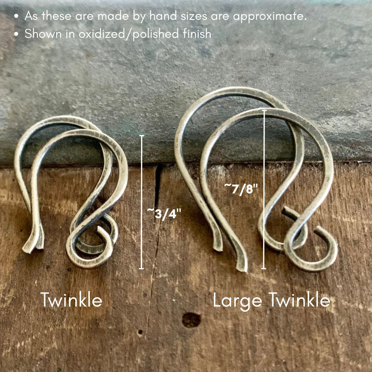 Twinkle Sterling Silver Earwires - Handmade. Handforged. Shiny finish.