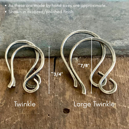 Twinkle Sterling Silver Earwires - Handmade. Handforged. Shiny finish.