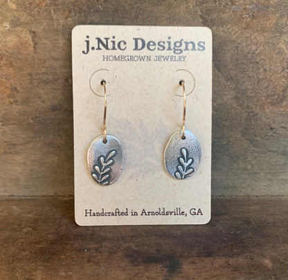 Farmer's Daughter Collection Earrings - Branch. Handmade. Oxidized fine silver and goldfill dangle earrings. Mixed Metal Earrings