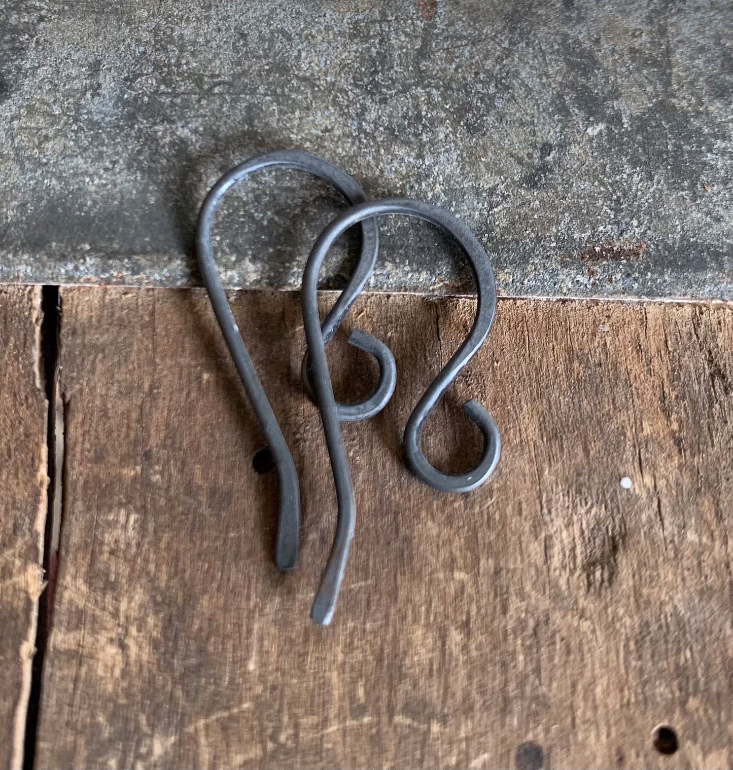 HEAVY 18 Gauge Dandy Sterling Silver Earwires - Handmade. Hand forged. Heavily Oxidized Finish