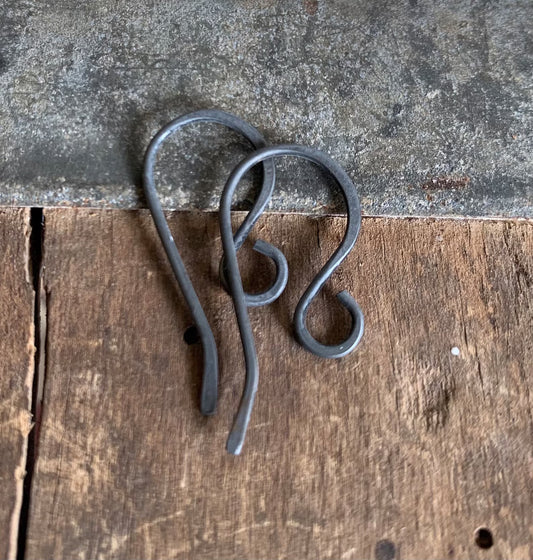 HEAVY 18 Gauge Dandy Sterling Silver Earwires - Handmade. Hand forged. Heavily Oxidized Finish