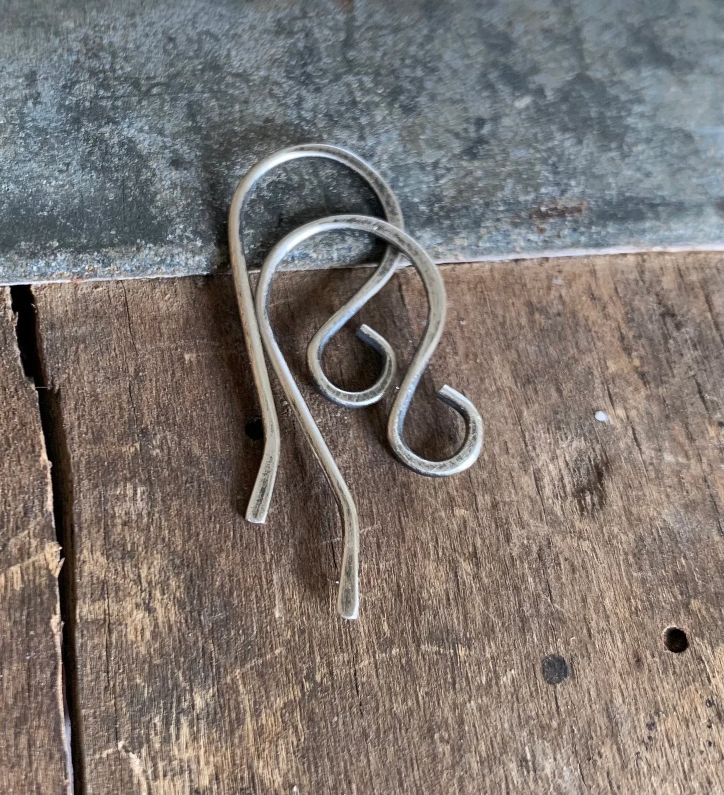 HEAVY 18 Gauge Dandy Sterling Silver Earwires - Handmade. Hand forged. Oxidized/Polished Finish