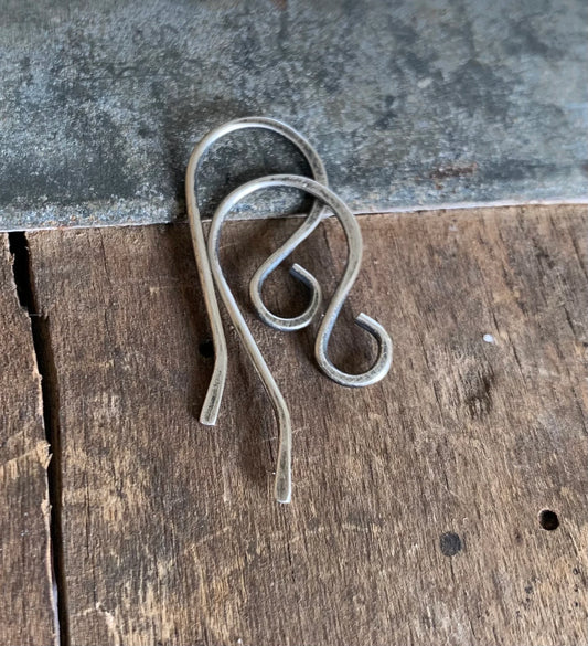 HEAVY 18 Gauge Dandy Sterling Silver Earwires - Handmade. Hand forged. Oxidized/Polished Finish