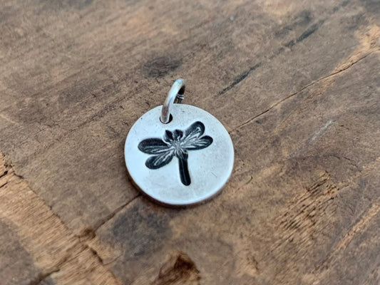 Dragonfly Pendant- Handmade. Oxidized Fine Silver. Design Your Own Series
