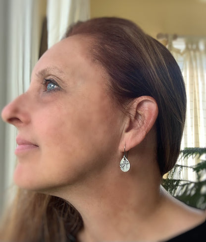 Farmer's Daughter Collection Earrings - Field. Handmade. Oxidized fine and sterling silver dangle earrings