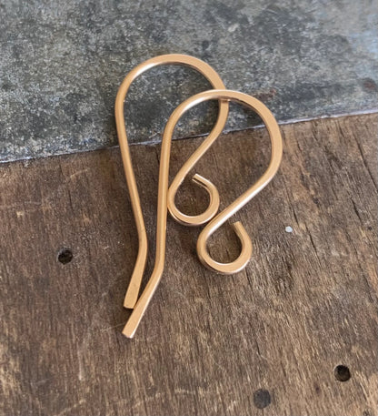 HEAVY 18 gauge Dandy 14kt Yellow or Rose Goldfill Earwires - Handmade. Handforged. Made to Order