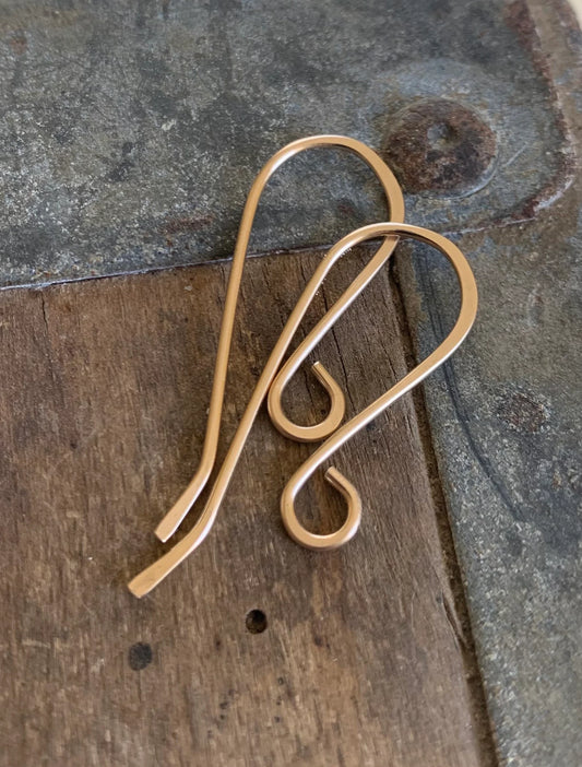 Heavy 18 gauge Solitaire 14kt Goldfill Earwires - Handmade. Handforged