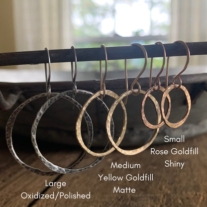 Mangly Lagom Earrings - Handmade. Sterling silver dangle earrings. Choice of 3 sizes & 4 finishes.