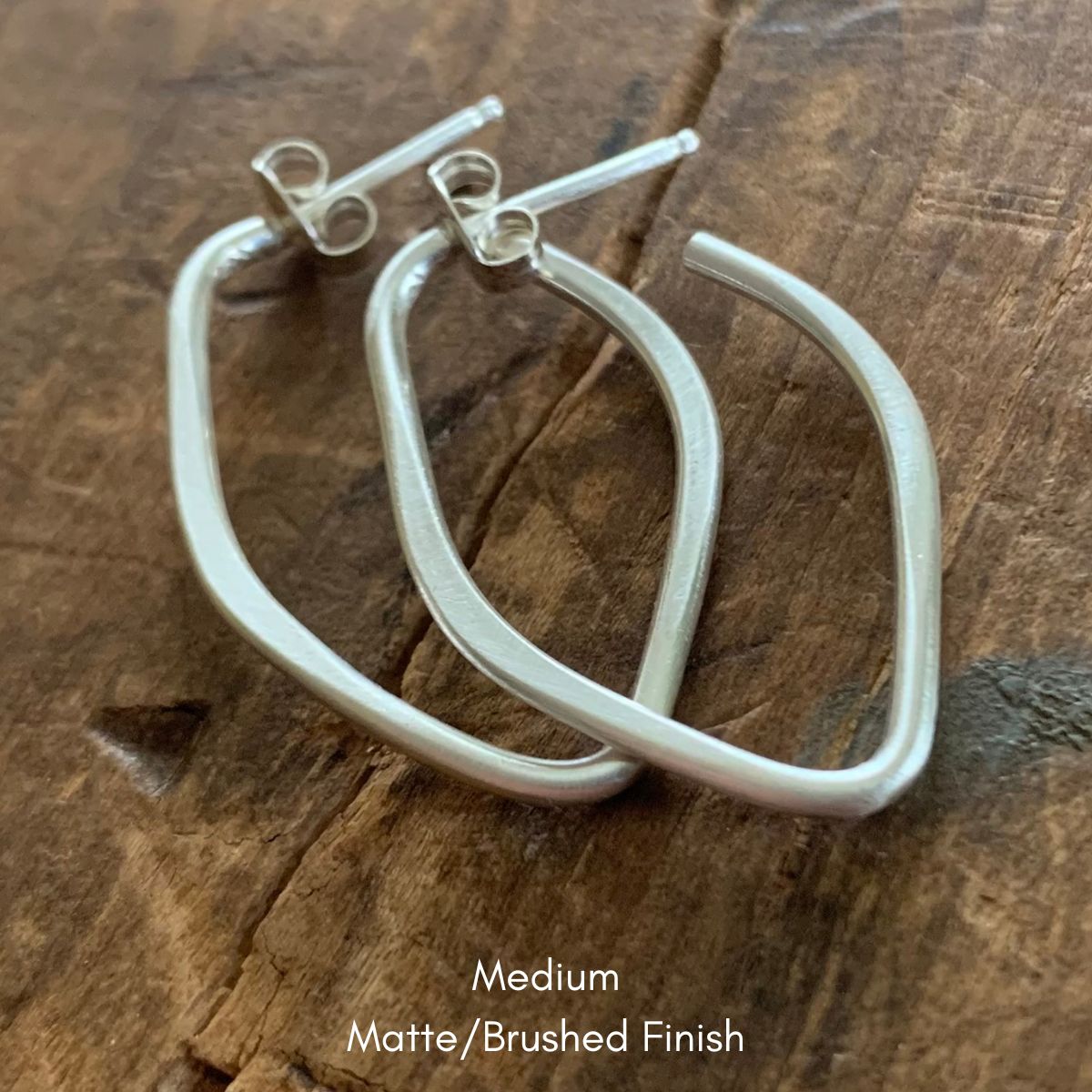 Lotus Hoops - Thick Gauge Sterling Silver Post Hoops. Handmade. Hammered. Light Weight Hoops