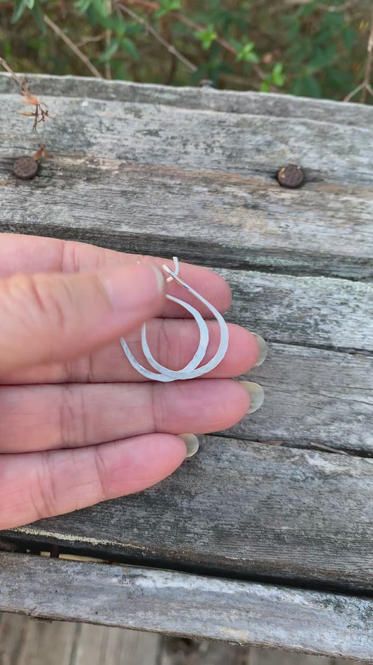 Hammered Pony Horseshoe Hoops - Handmade. Hand forged. Sterling Silver or 14kt goldfill Earrings