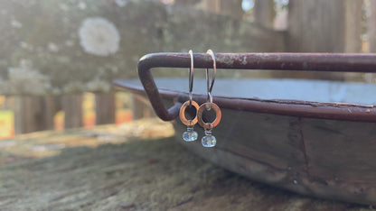 Twinkle Earrings Wonderland Collection - Aquamarine. Oxidized Sterling Silver. 14kt Goldfill dangle earrings. March Birthstone