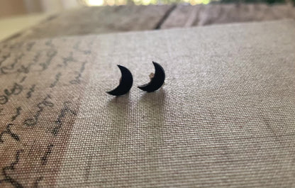 Luna Stud Earrings- Oxidized Sterling and Fine Silver Post Earrings. Handmade.