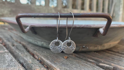 Wishful Earrings- Oxidized fine silver. Dangle earrings.Handmade