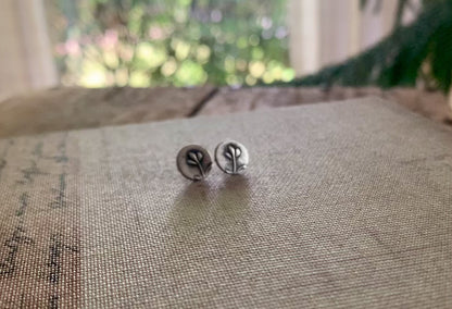 Botanical Stud Earrings- Bud - Oxidized Sterling and Fine Silver Post Earrings. Handmade.