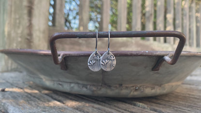Farmer's Daughter Collection Earrings - Field. Handmade. Oxidized fine and sterling silver dangle earrings