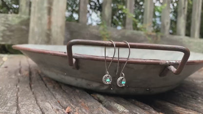 Desert Bloom Earrings- Oxidized fine silver. Turquoise. Dangle earrings.Handmade