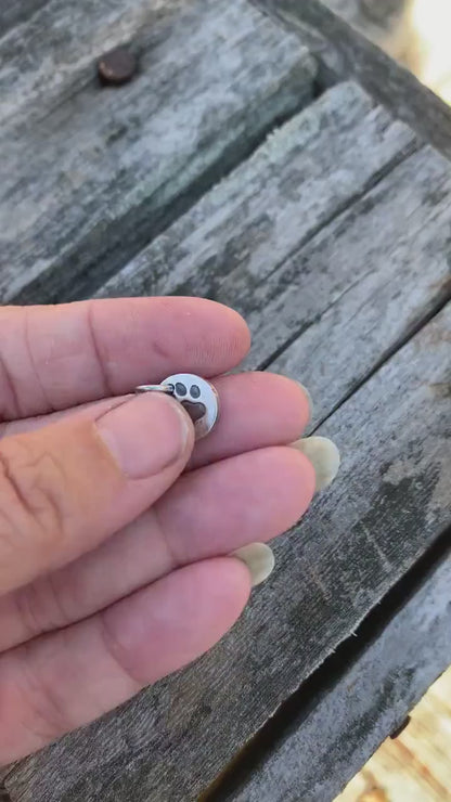 Paw Print Pendant- Handmade. Oxidized Fine Silver. Design Your Own Series