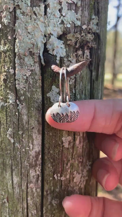 Florin Earrings - Handmade. Oxidized Fine & sterling silver dangle earrings.