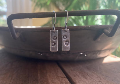 Daisy Earrings - Handmade. Oxidized fine and sterling silver. Summer Fields Collection