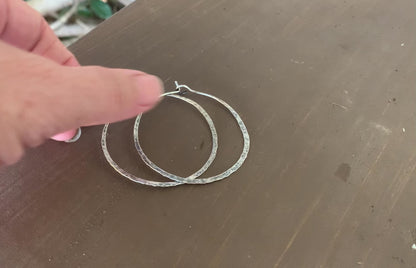 Mangly Hoops - Choice of 6 sizes. Handmade. Hammered. Oxidized Sterling Silver Hoop Earrings